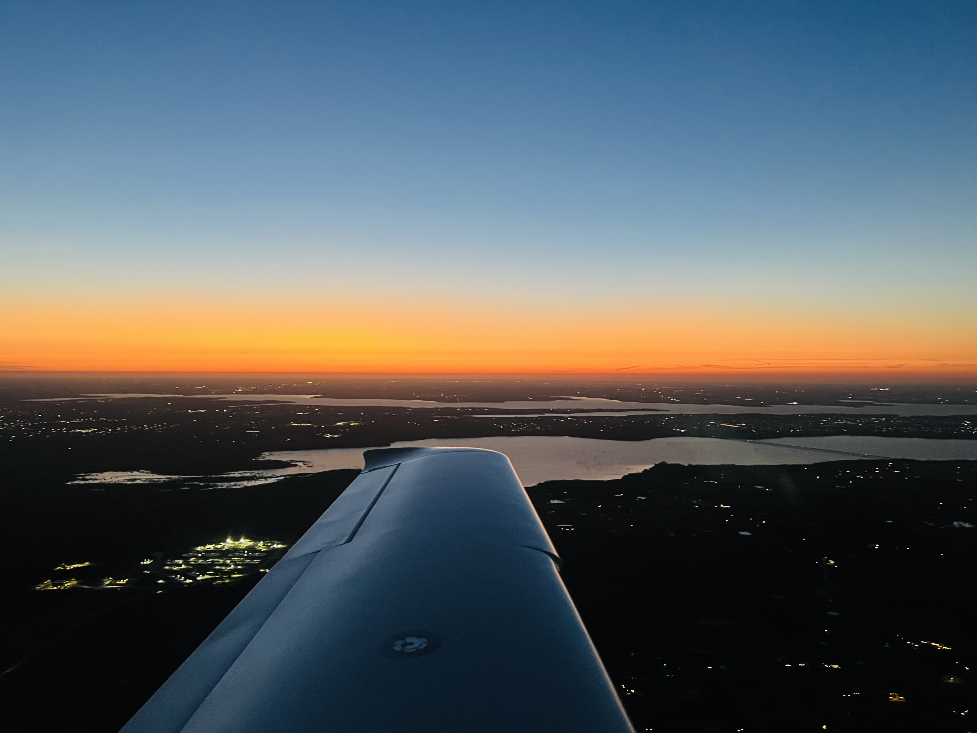 Sunrise departure over Texas lakes