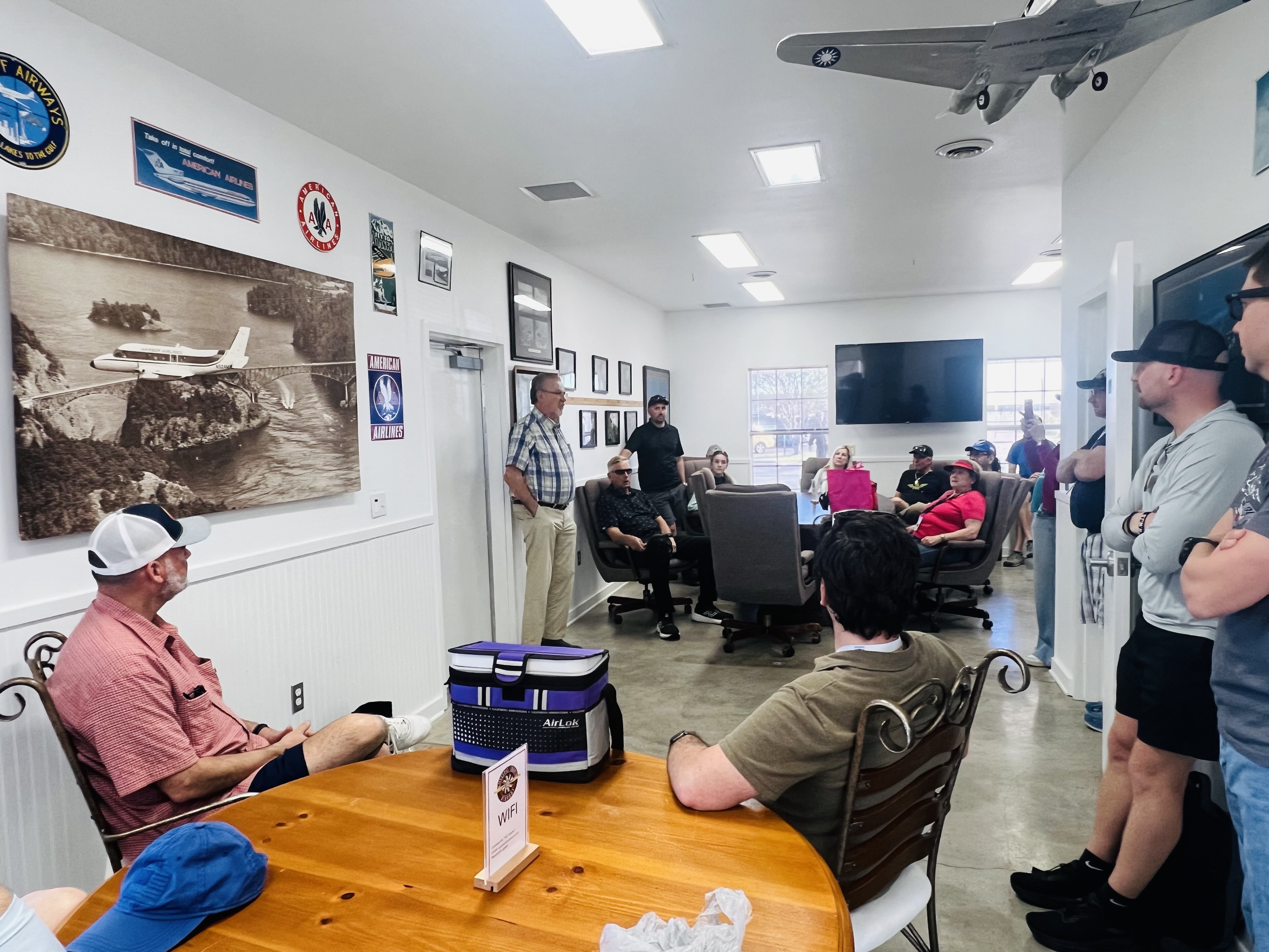 Dennis Hannemann sharing the history of Gillespie County Airport